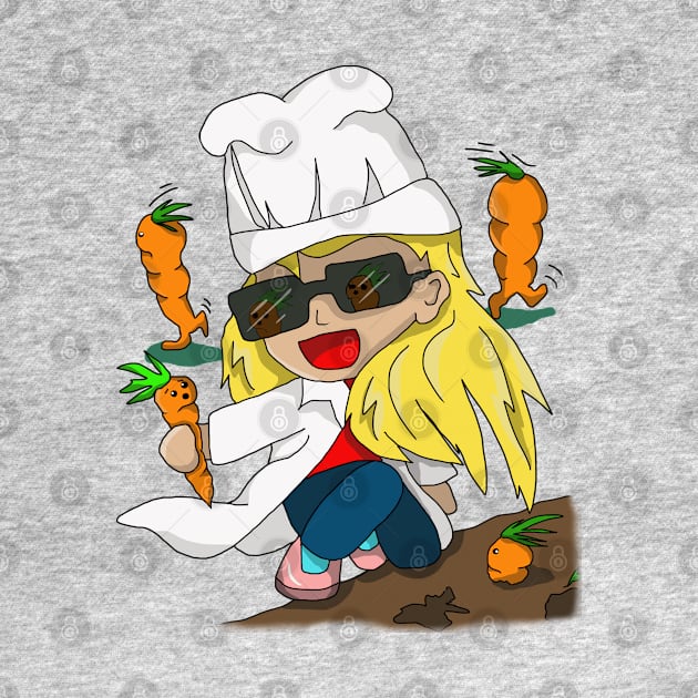 Cartoon Carrot Collecting Chef by cuisinecat